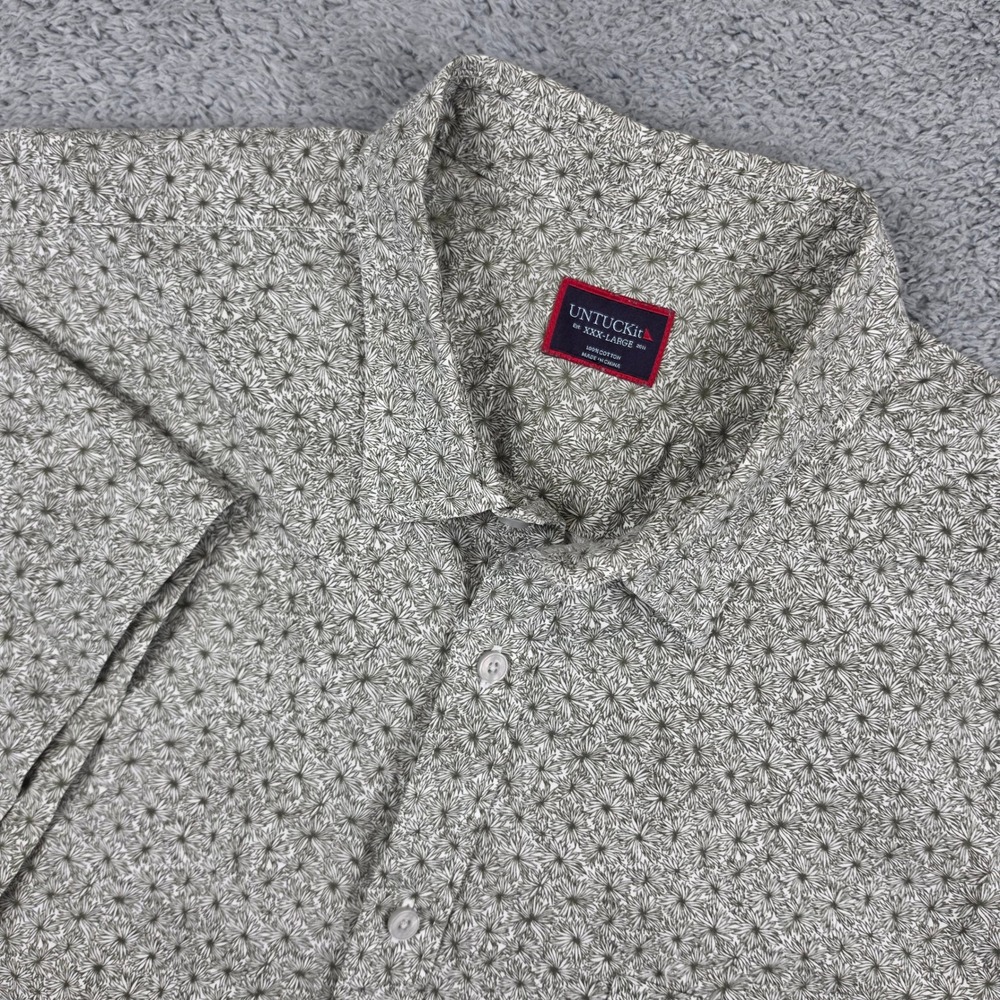 UNTUCKit Floral Shirt Mens 3XL Green Short Sleeve Cotton Casual Button Down EUC